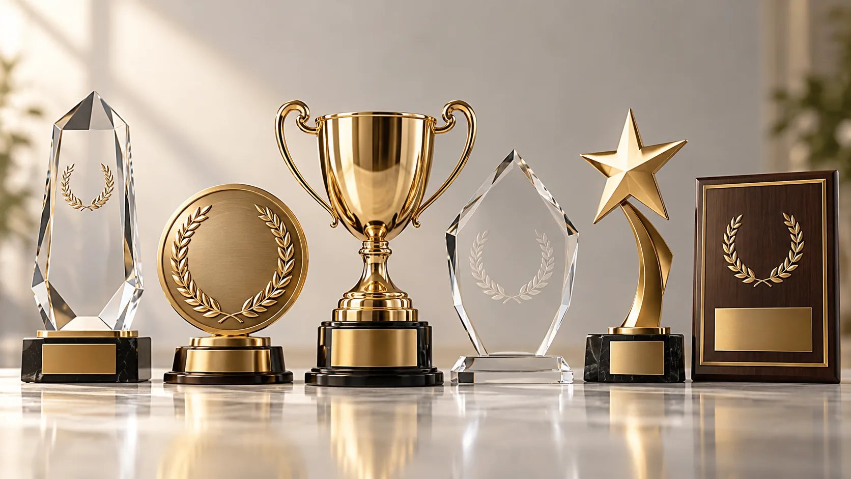 Illustrative collection of awards and trophies