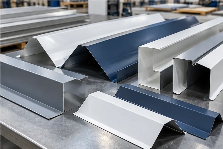 Illustrative folded sheet metal flashings